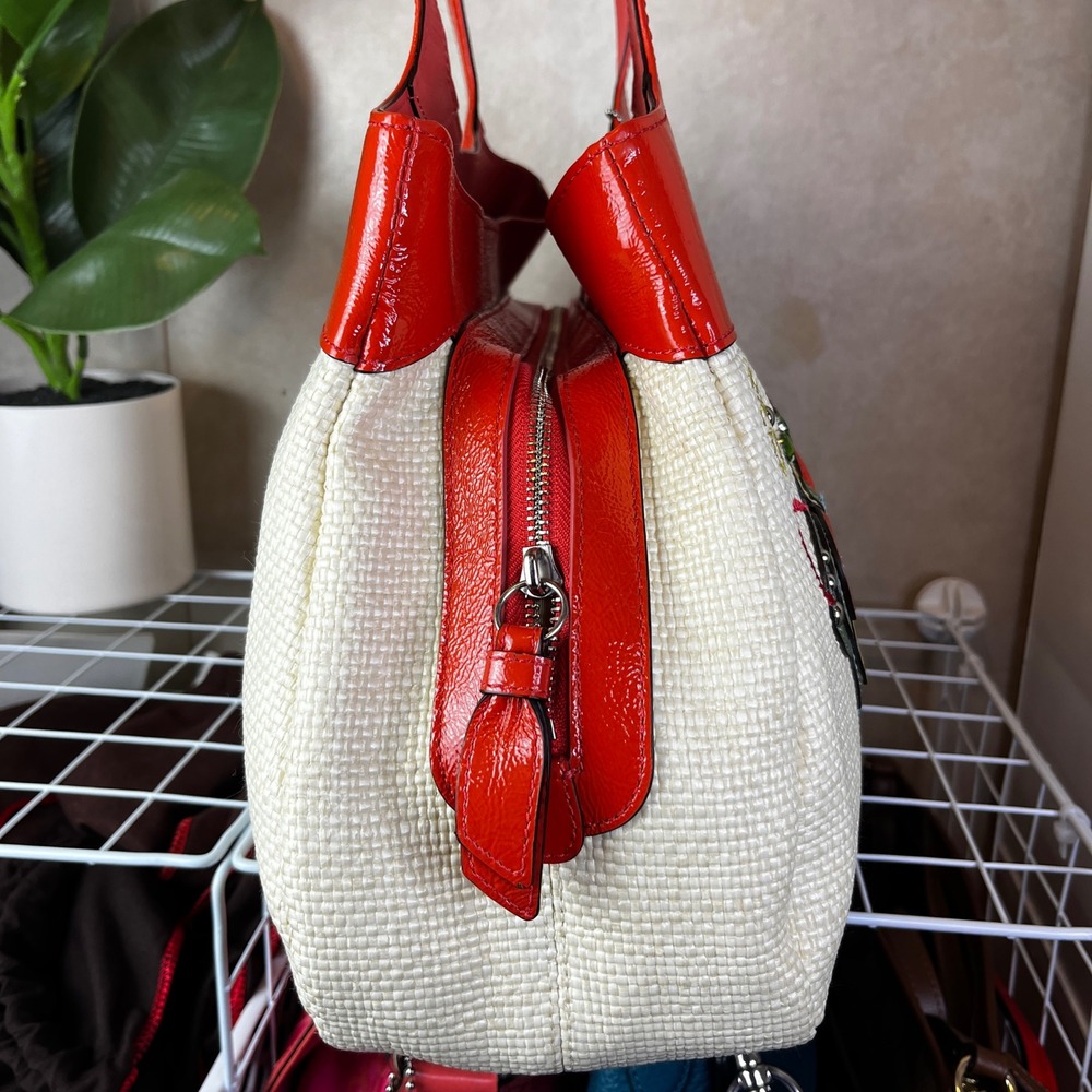 ♡ Coach Y2K Lexi Straw Tote Colorful Butterfly Appliqué Shoulder Bag ♡ - Picture 10 of 15